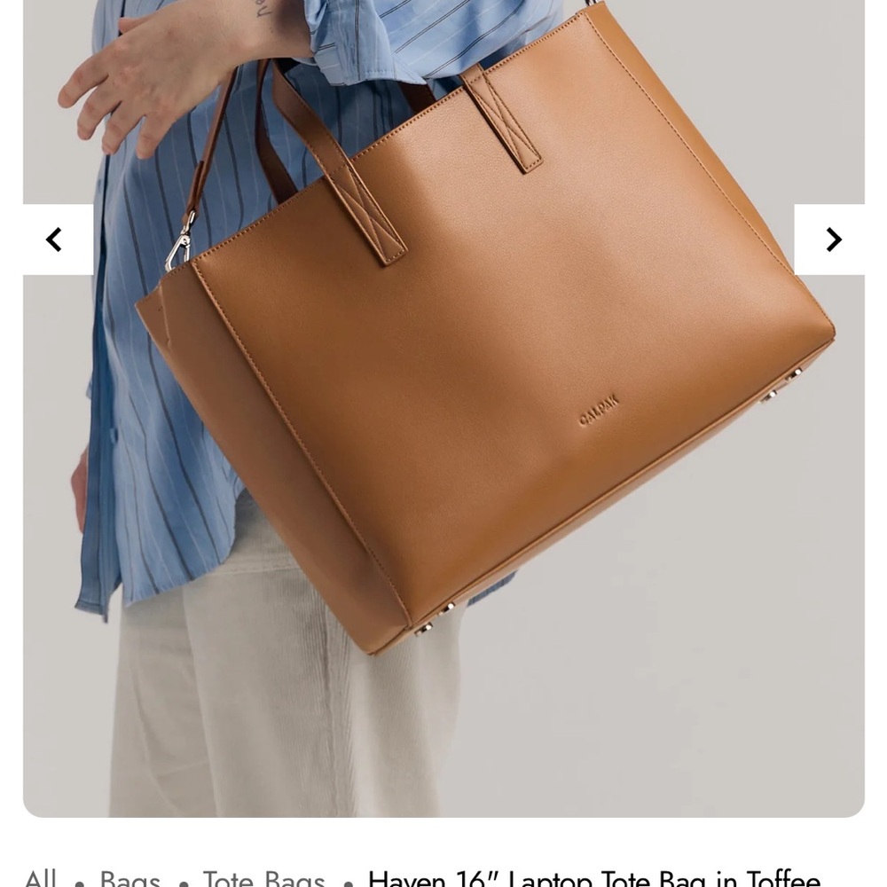 CALPAK Haven 16" Laptop Tote Bag in Toffee